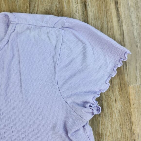 ☔️🍑SO Lavender Cropped Lettuce Trim Short Sleeve Top Medium - Picture 4 of 7